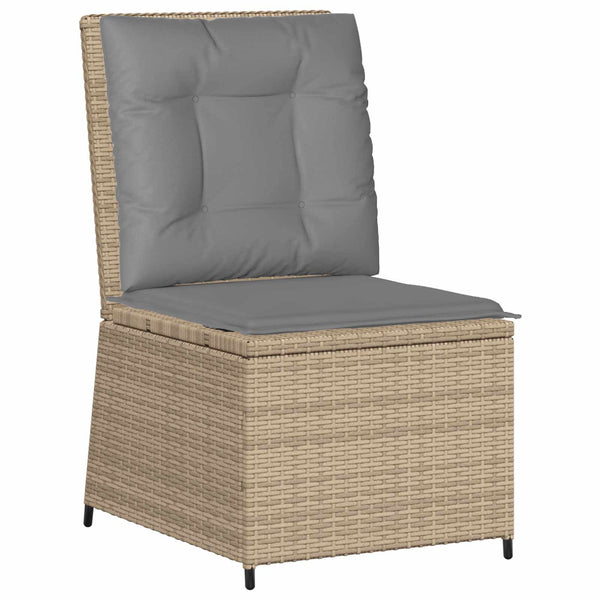 Gartensofa mit Kissen, Poly-Rattan Beige/Grau