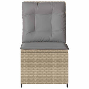 Gartensofa mit Kissen, Poly-Rattan Beige/Grau