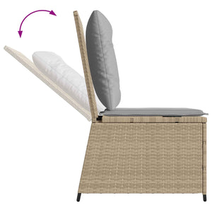 Gartensofa mit Kissen, Poly-Rattan Beige/Grau