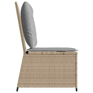 Gartensofa mit Kissen, Poly-Rattan Beige/Grau