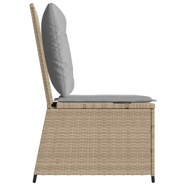 Gartensofa mit Kissen, Poly-Rattan Beige/Grau