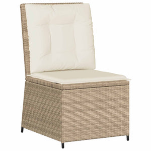 Gartensofa Poly-Rattan mit Kissen, Schwarz/Cremeweiß