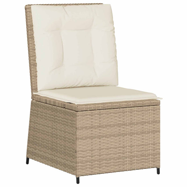 Gartensofa Poly-Rattan mit Kissen, Schwarz/Cremeweiß