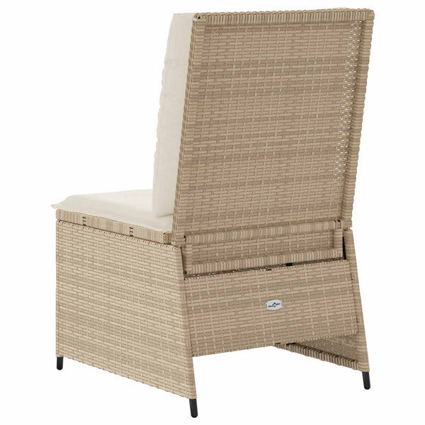 Gartensofa Poly-Rattan mit Kissen, Schwarz/Cremeweiß