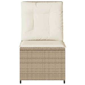 Gartensofa Poly-Rattan mit Kissen, Schwarz/Cremeweiß
