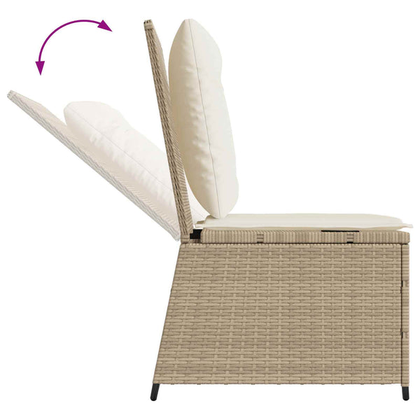 Gartensofa Poly-Rattan mit Kissen, Schwarz/Cremeweiß