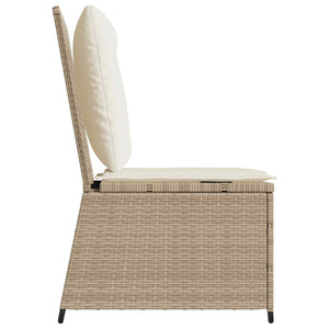 Gartensofa Poly-Rattan mit Kissen, Schwarz/Cremeweiß