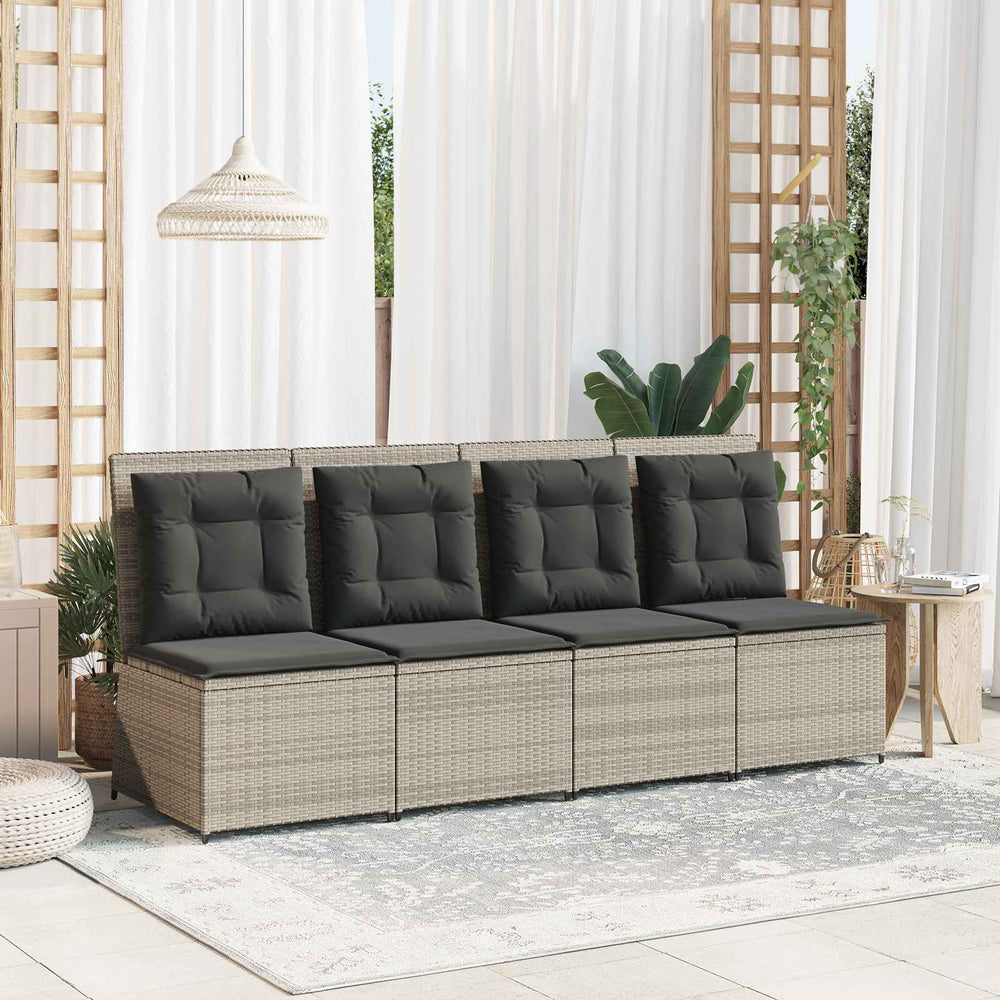 Gartensofa mit Kissen Hellgrau
