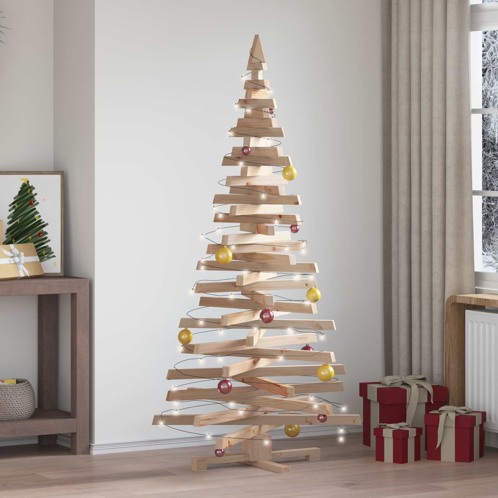 Weihnachtsbaum mit Ständer 180 cm Kiefer Massivholz