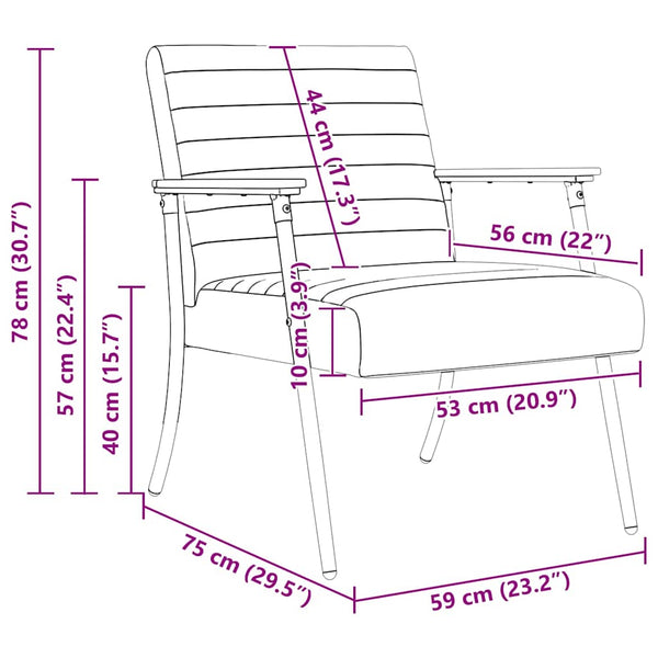 vidaXL Fauteuil Gris Clair 59 x 75 x 78 cm Tissu
