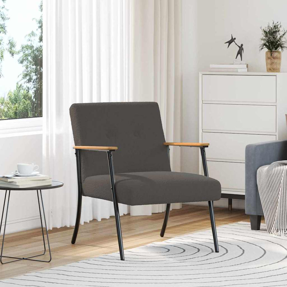 Dunkelgrauer Sessel mit lockigem Stoff