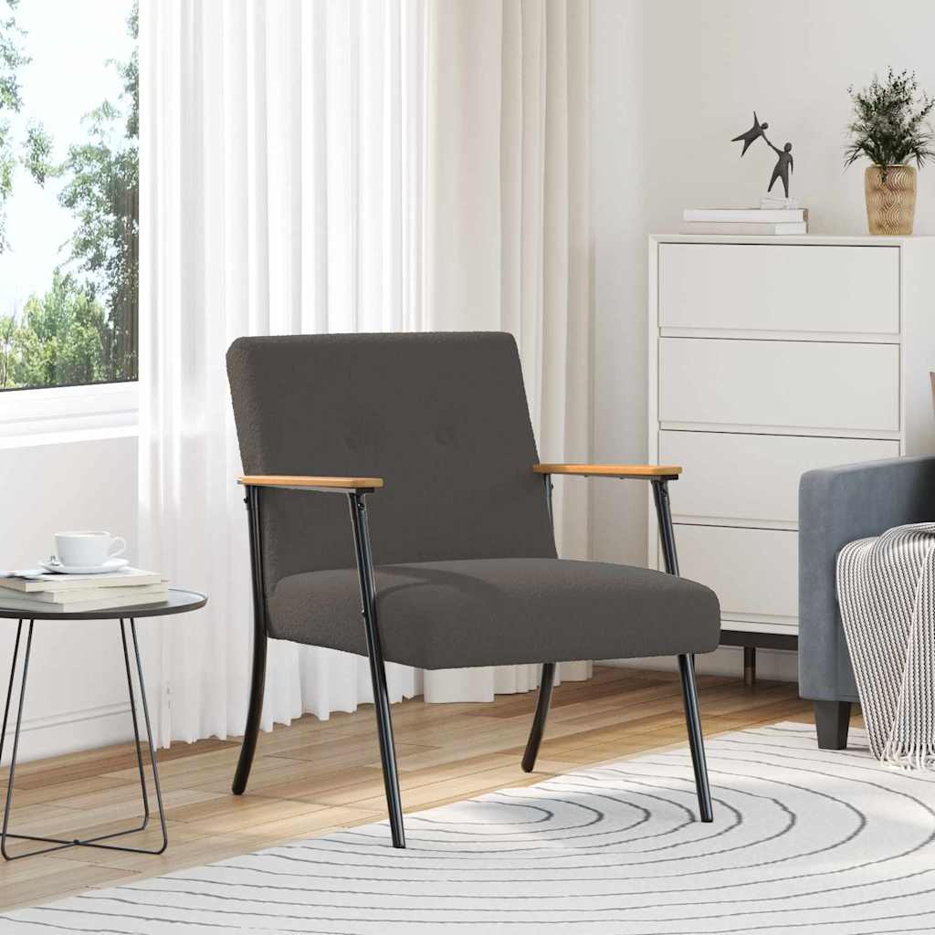 vidaXL Fauteuil Gris foncé Tissu bouclé effet laine