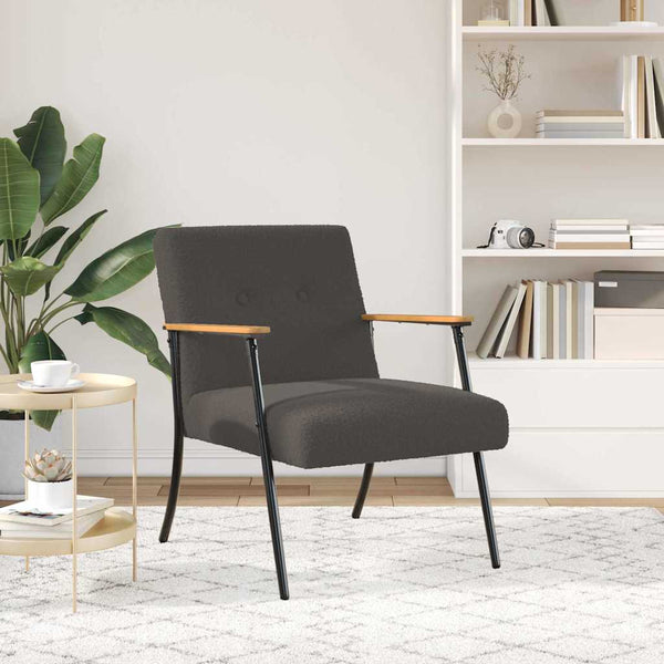vidaXL Fauteuil Gris foncé Tissu bouclé effet laine
