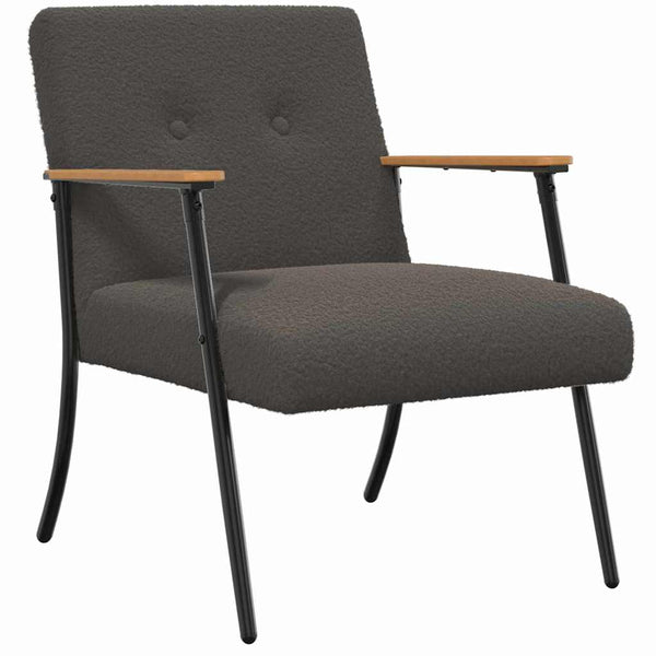 vidaXL Fauteuil Gris foncé Tissu bouclé effet laine