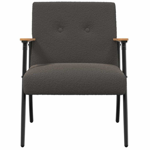 vidaXL Fauteuil Gris foncé Tissu bouclé effet laine