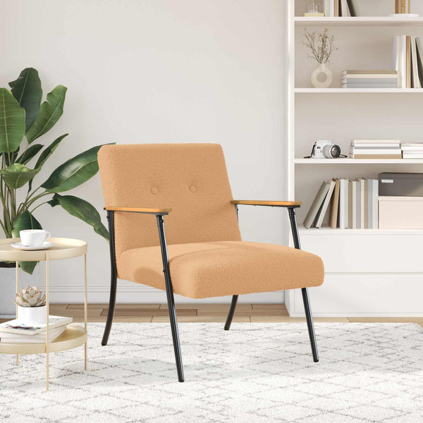 Beiger Sessel mit lockigem Stoff