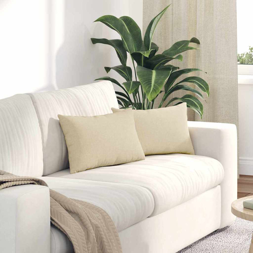 vidaXL Coussins de canapé 2 pcs Crème 50 x 30 cm Tissu