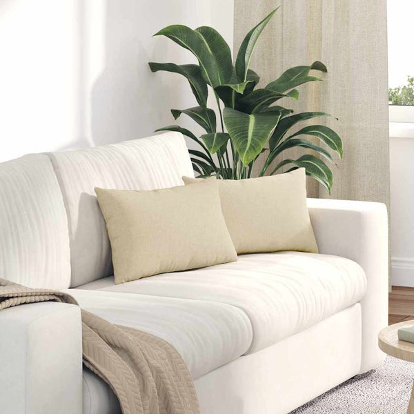 vidaXL Coussins de canapé 2 pcs Crème 50 x 30 cm Tissu