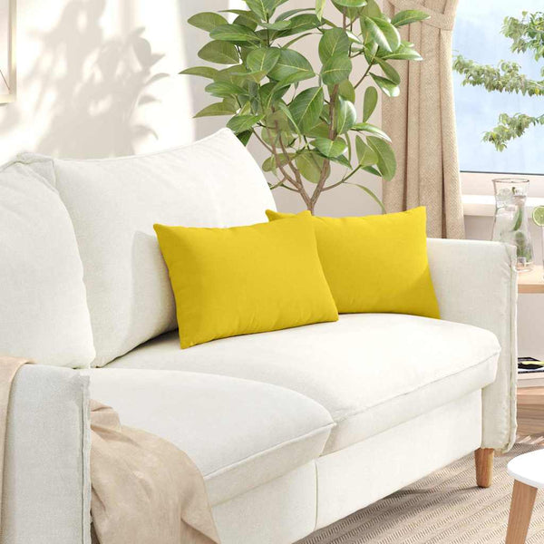 vidaXL Coussins de canapé 2 pcs Jaune clair 50 x 30 cm Tissu