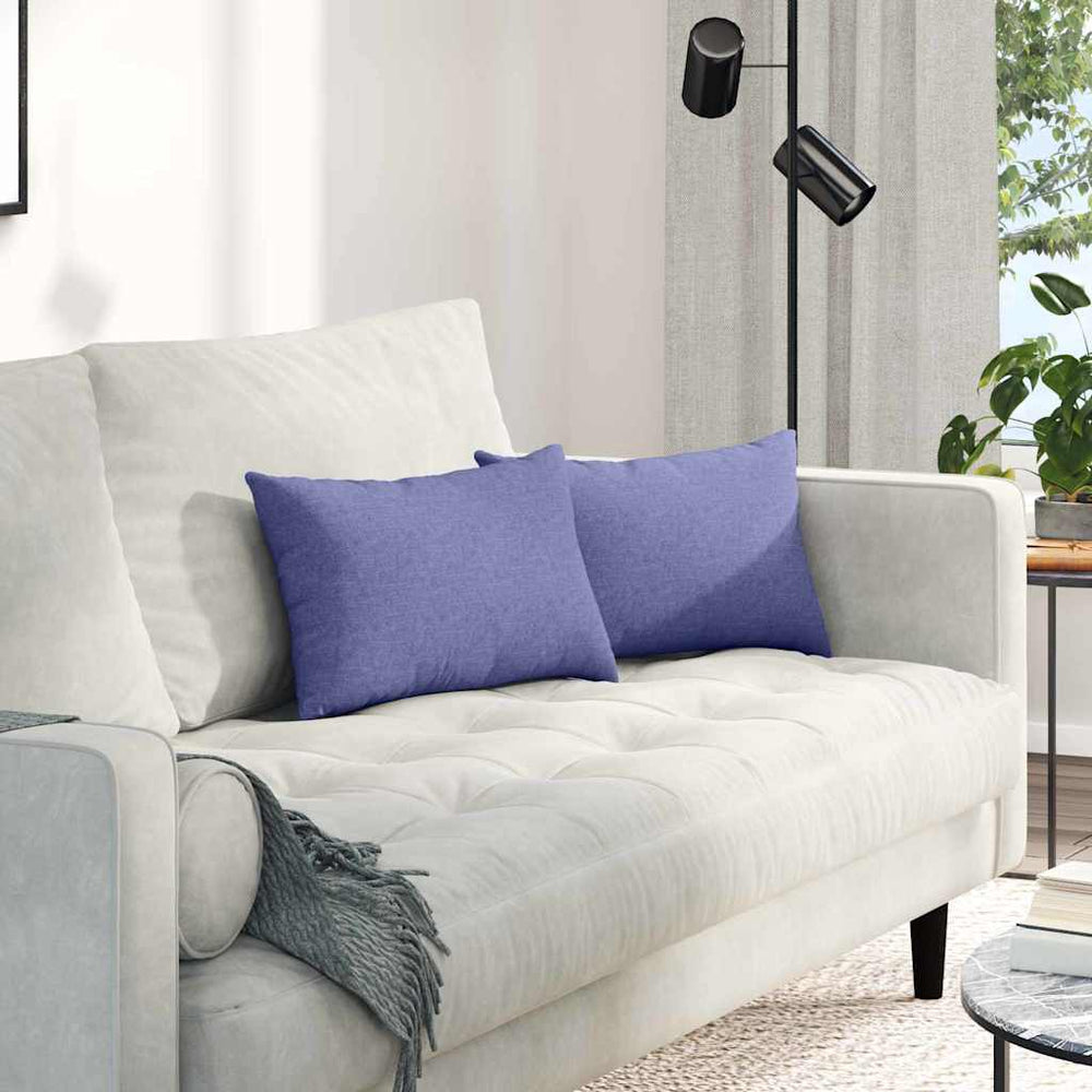 vidaXL Coussins de canapé 2 pcs Bleu jean 50 x 30 cm Tissu