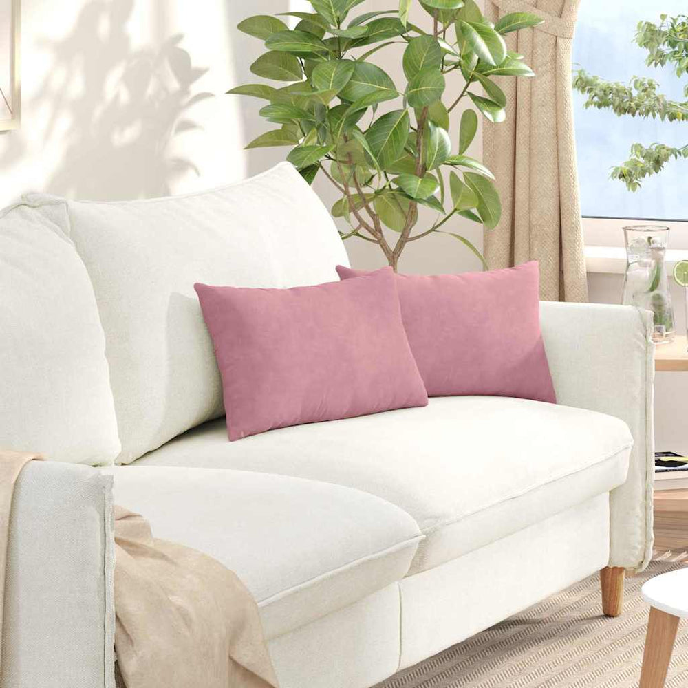 vidaXL Coussins de canapé 2 pcs Rose 50 x 30 cm Tissu côtelé