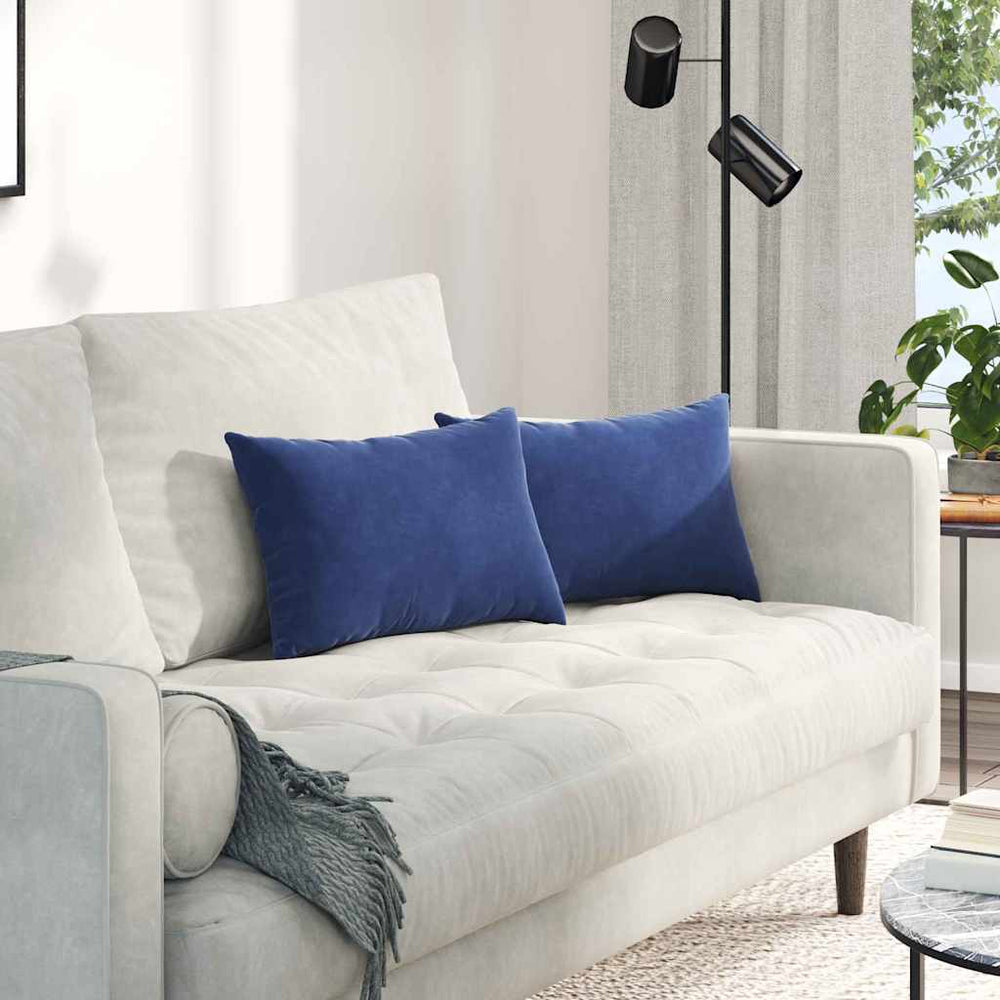 vidaXL Coussins de canapé 2 pcs Bleu police 50 x 30 cm Tissu en velours côtelé