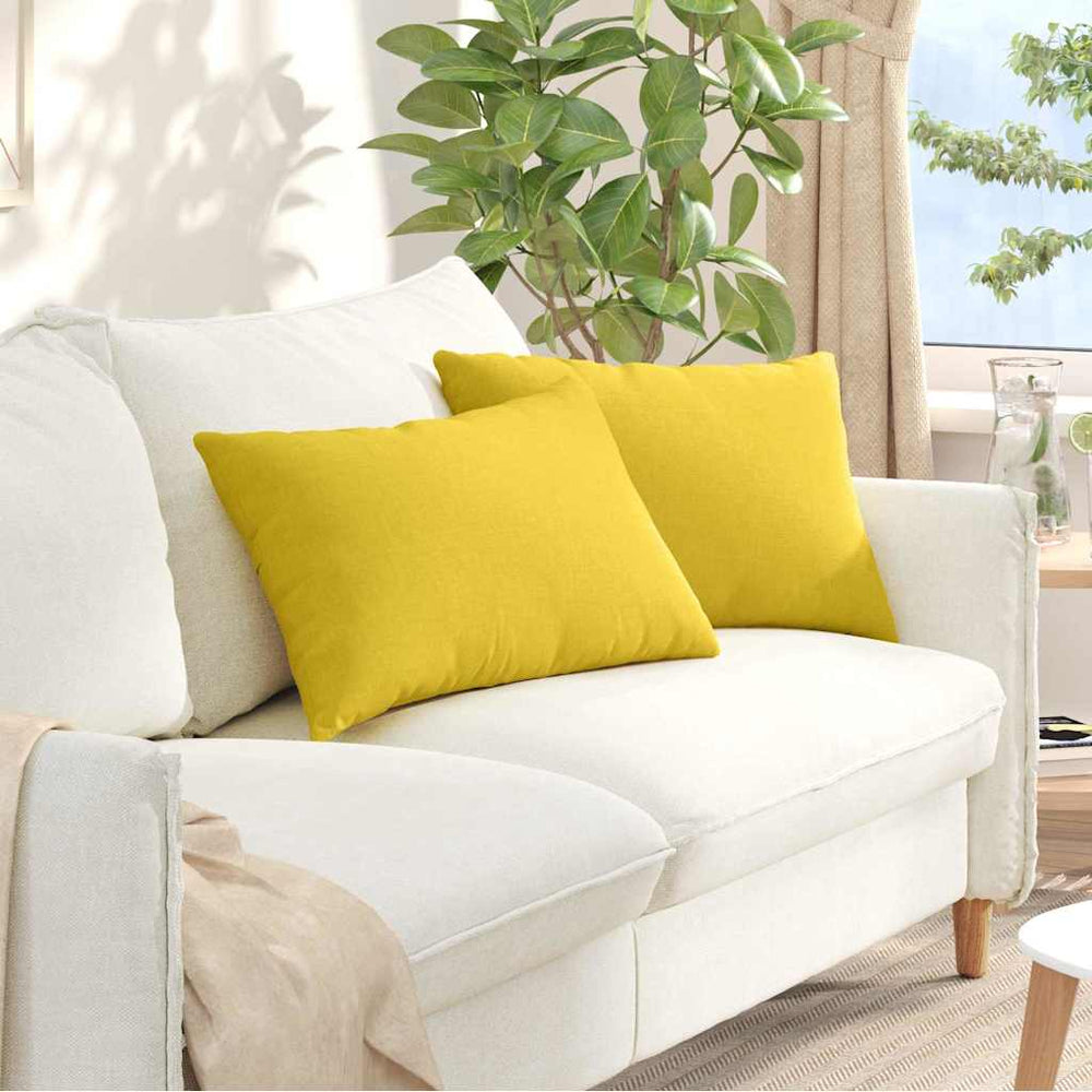 vidaXL Coussins de canapé 2 pcs Jaune clair 60 x 40 cm Tissu
