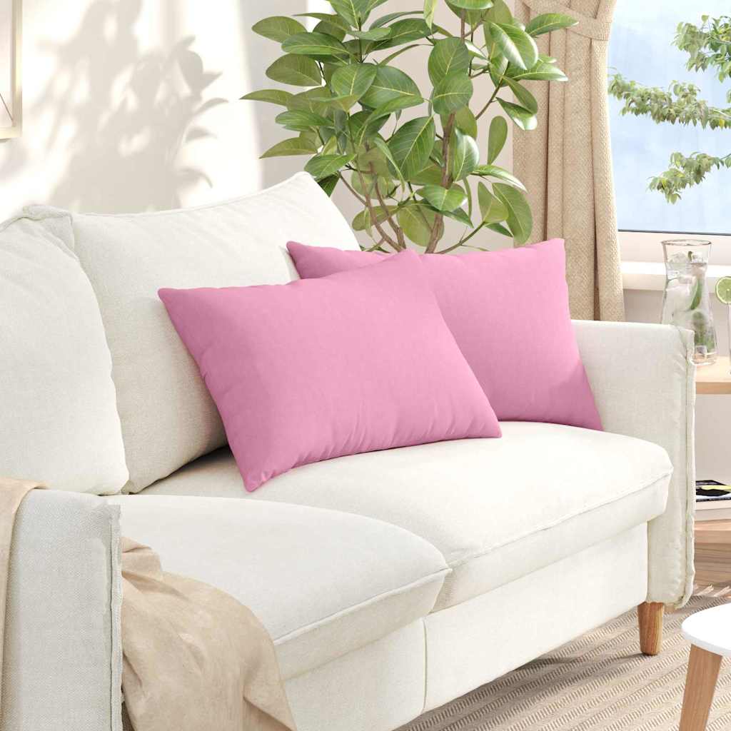 vidaXL Coussins de canapé 2 pcs Rose 60 x 40 cm Tissu