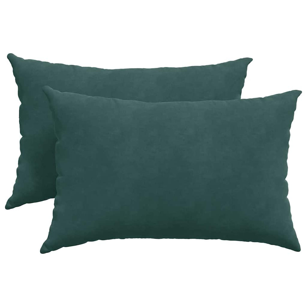 vidaXL Coussins de canapé 2 pcs Vert foncé 60 x 40 cm Tissu en velours côtelé