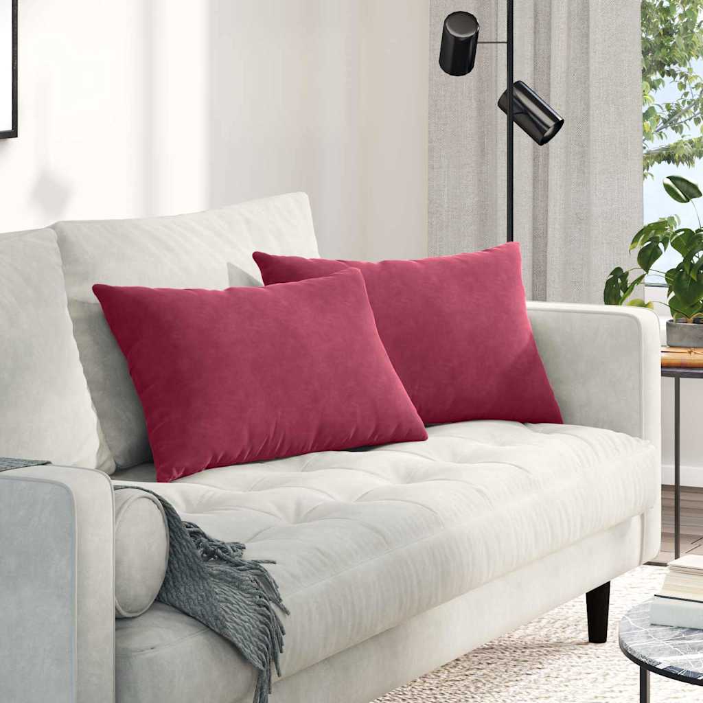 Weinrote Cord Sofakissen 60x40cm - 2er Set
