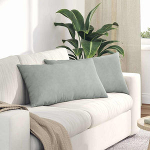 Sofakissen 2er Set Hellgrau Cord 80x40 cm