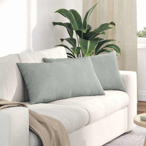 Sofakissen 2er Set Hellgrau Cord 80x40 cm