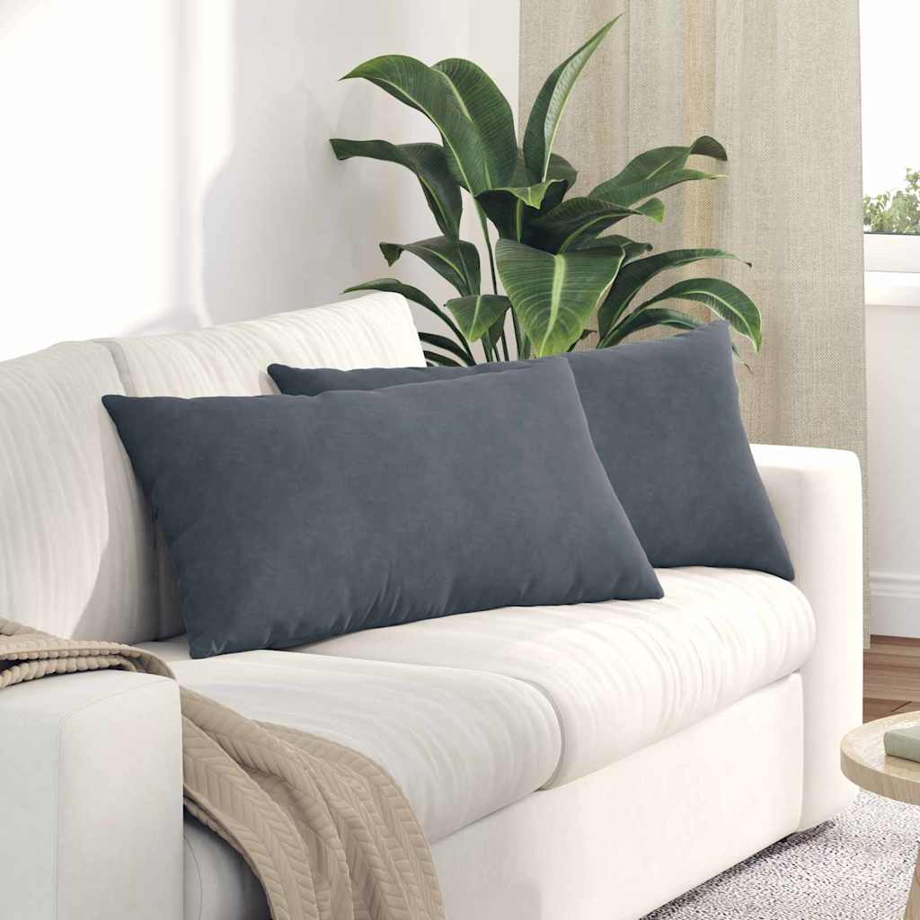 Sofakissen 2er Set Dunkelgrau Cord 80x40 cm