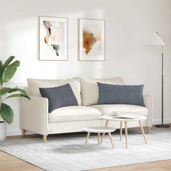 Sofakissen 2er Set Dunkelgrau Cord 80x40 cm