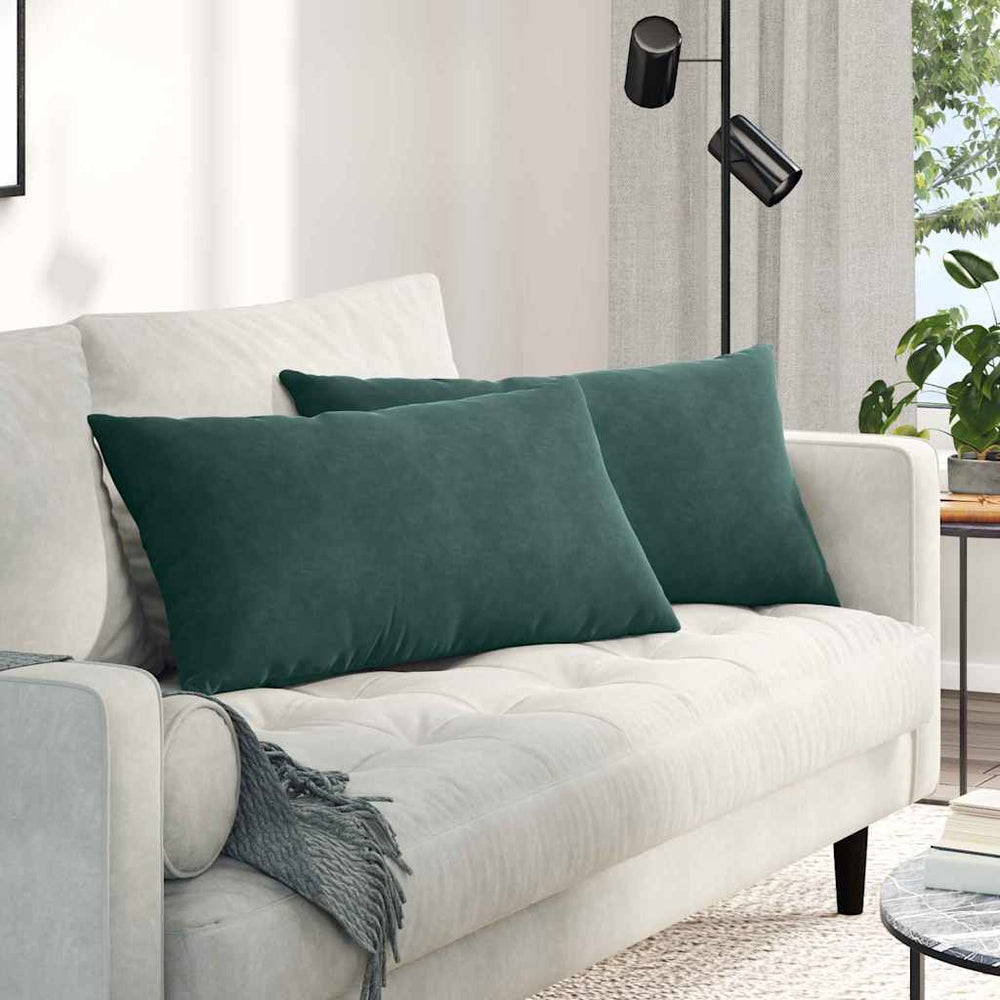 Sofakissen 2er Set Dunkelgrün Cord 80x40 cm