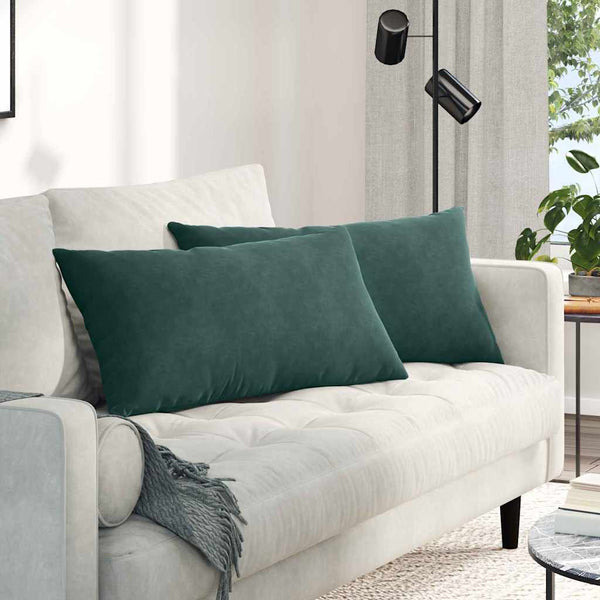 Sofakissen 2er Set Dunkelgrün Cord 80x40 cm