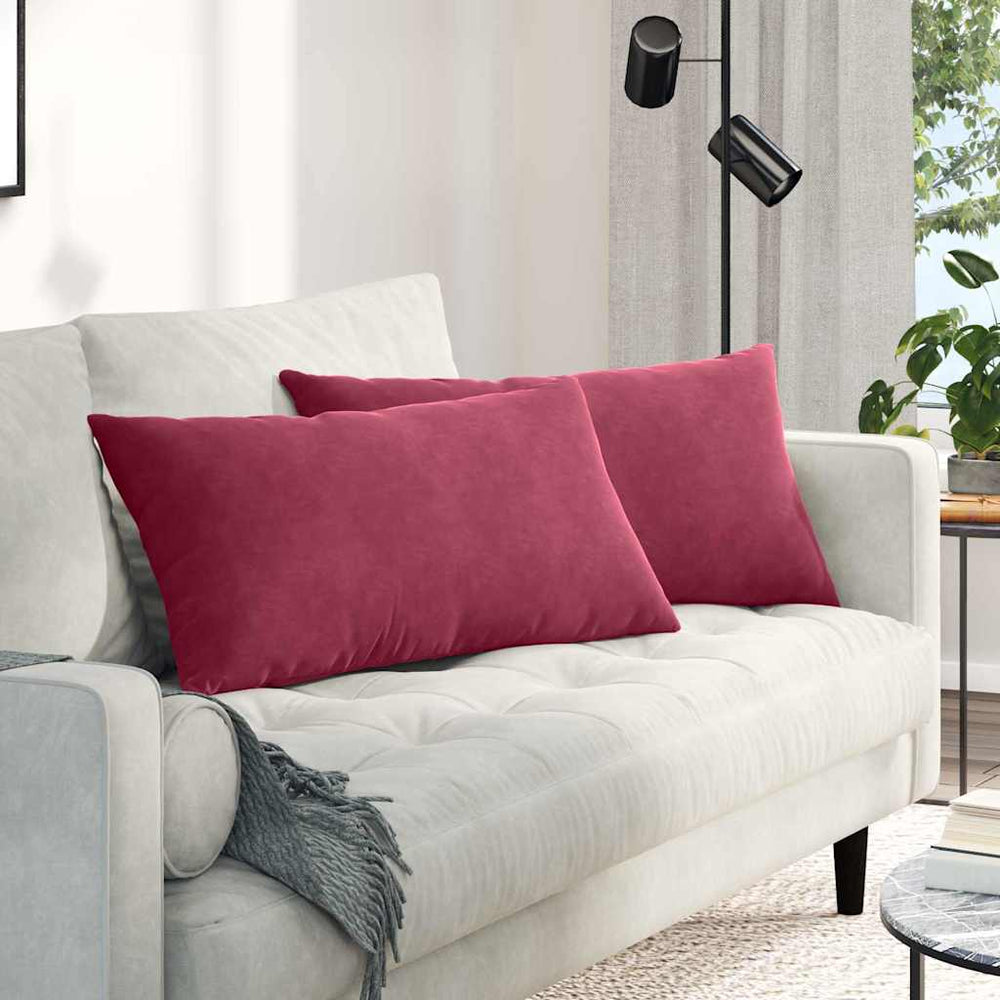 vidaXL Coussins de canapé 2 pcs Rouge bordeaux 80 x 40 cm Tissu en velours côtelé
