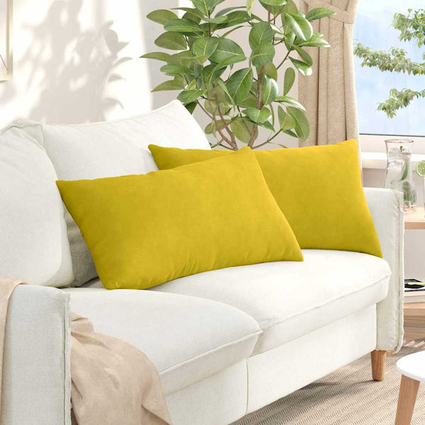 Gelbe Cord Sofakissen 80x40cm, 2er Set