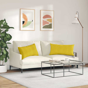 Gelbe Cord Sofakissen 80x40cm, 2er Set