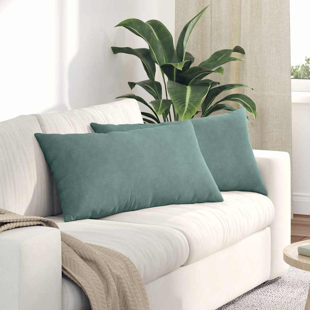2er-Set Sofakissen Cord Meergrün 80x40 cm