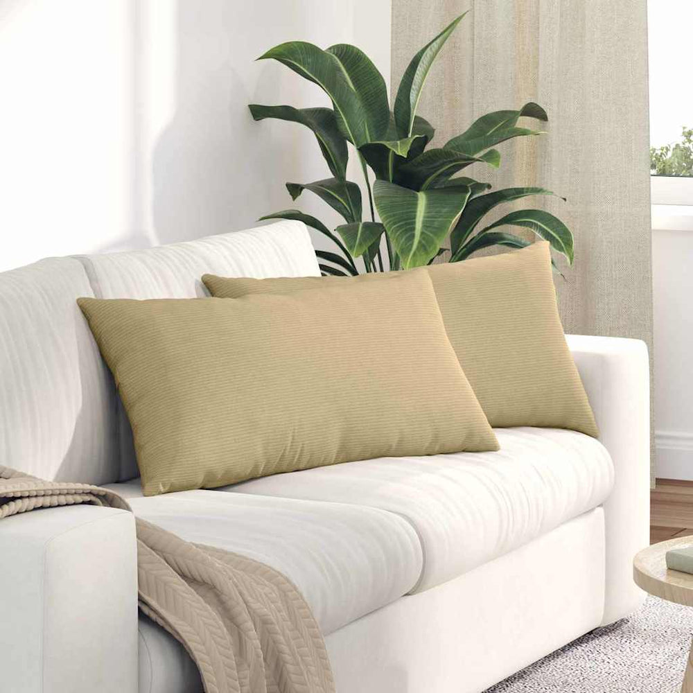 Sofakissen 2er Set Grau-Grün Cord 80x40cm