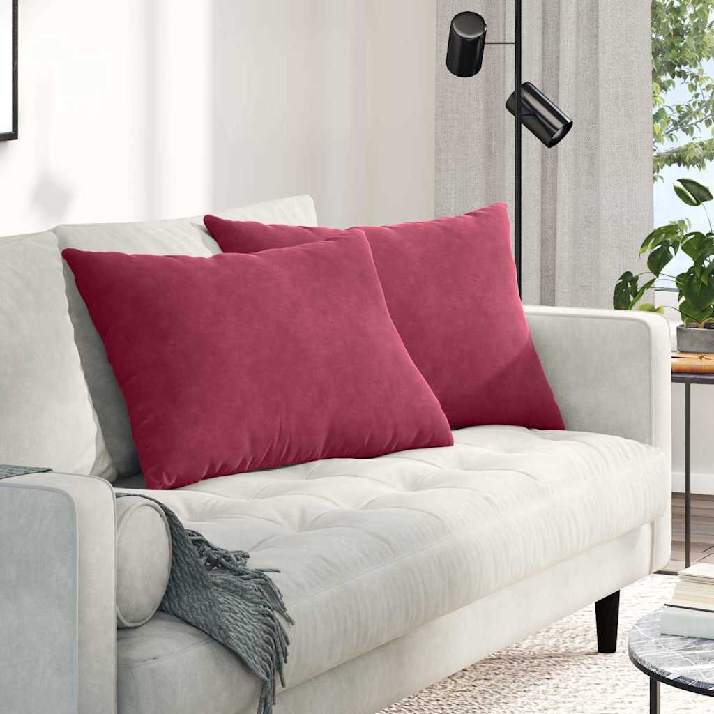 Weinrote Cord Sofakissen, 70x50 cm, 2er-Set