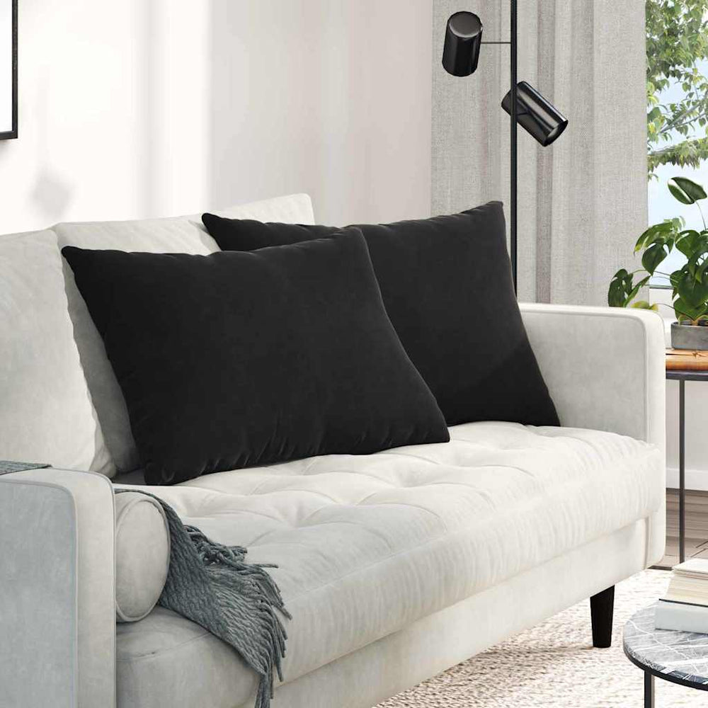 vidaXL Coussins de canapé 2 pcs Noir 70 x 50 cm Tissu en velours côtelé