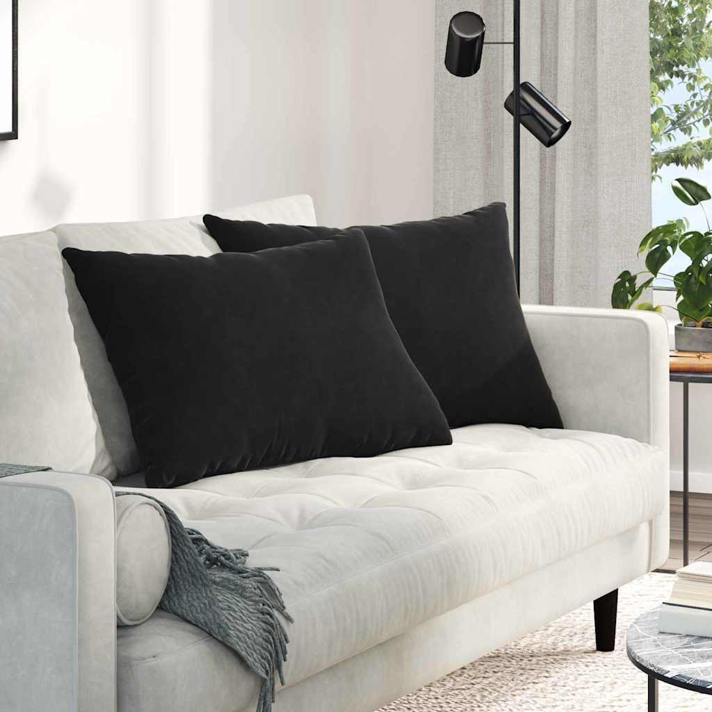 Sofakissen 2er Set Schwarz Cord 70x50 cm