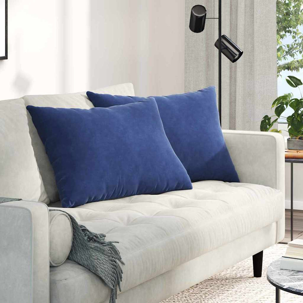 vidaXL Coussins de canapé 2 pcs Bleu de police 70 x 50 cm Velours côtelé