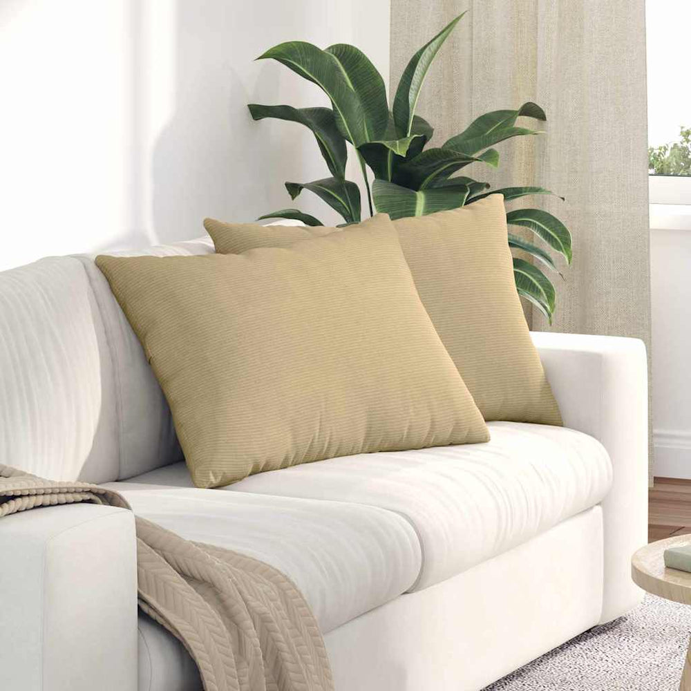 vidaXL Coussins de canapé 2 pcs Gris-Vert 70 x 50 cm Tissu en velours côtelé