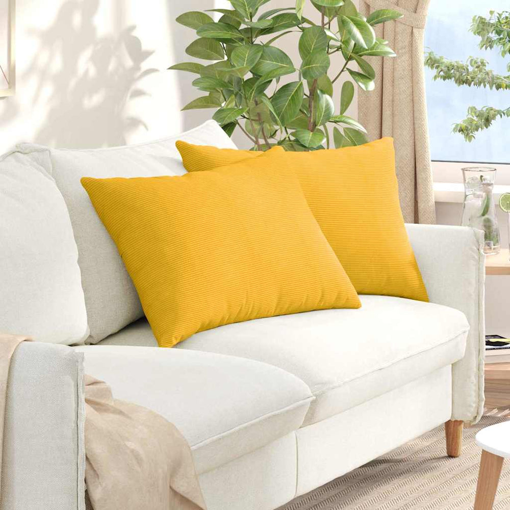 vidaXL Coussins de canapé 2 pcs Jaune clair 70 x 50 cm Tissu côtelé