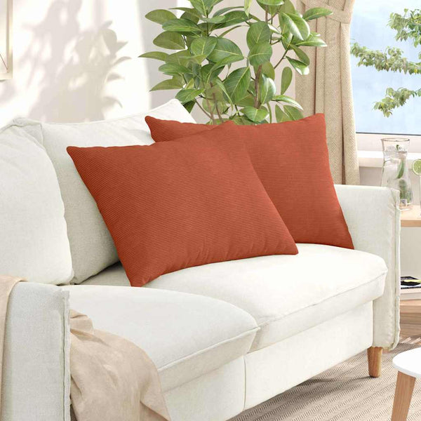 2er Set Sofakissen Rot-Orange Cord 70x50 cm