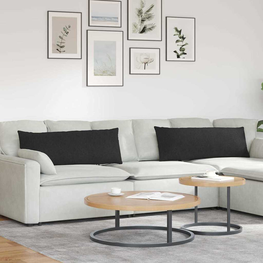 vidaXL Coussins de canapé 2 pcs Noir 120 x 40 cm Tissu