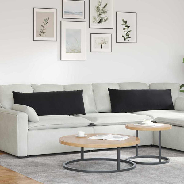 Sofakissen 2er Set Schwarz Cord 120x40 cm